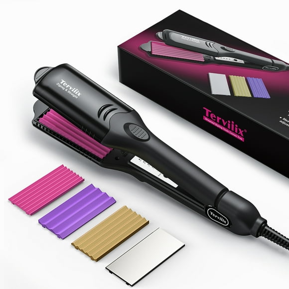 Terviiix Hair Crimper With Changeable Plates, 4 in 1 Zigzag & Straight Volumizing Crimping Iron