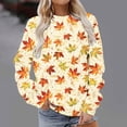 thumbnail image 2 of Jinhomg Fashion Fall Sweat Shirt for Women Trendy Graphic Printed Pullover Tops Lightweight Comfy Long Sleeve Crewneck Sweatshirts Sales Today Clearance Multicolor XL, 2 of 6