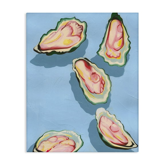 Stupell Industries Bold Oysters on Blue Animals & Insects Painting Gallery Wrapped Canvas Art Print Wall Art, 16 x 20