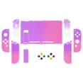 thumbnail image 2 of Replacement Clear Atomic Purple Rose Red Backplate Housing w/ Colorful Buttons for Nintendo Switch, 2 of 9