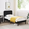 thumbnail image 6 of VECELO Twin Size Bed Frame, Modern Upholstered Platform Bed Frame with Adjustable Headboard, Wooden Slats Support/No Box Spring Needed, Black, 6 of 13