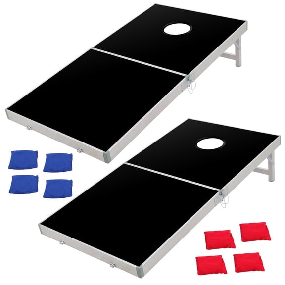 WSSYzyzf Foldable Cornhole Game Set, Regulation Size 4x2 FT Bean Bag Toss Boards for Easy Setup and Storage, Complete with 8 Bean Bags for Outdoor Parties and Tailgating