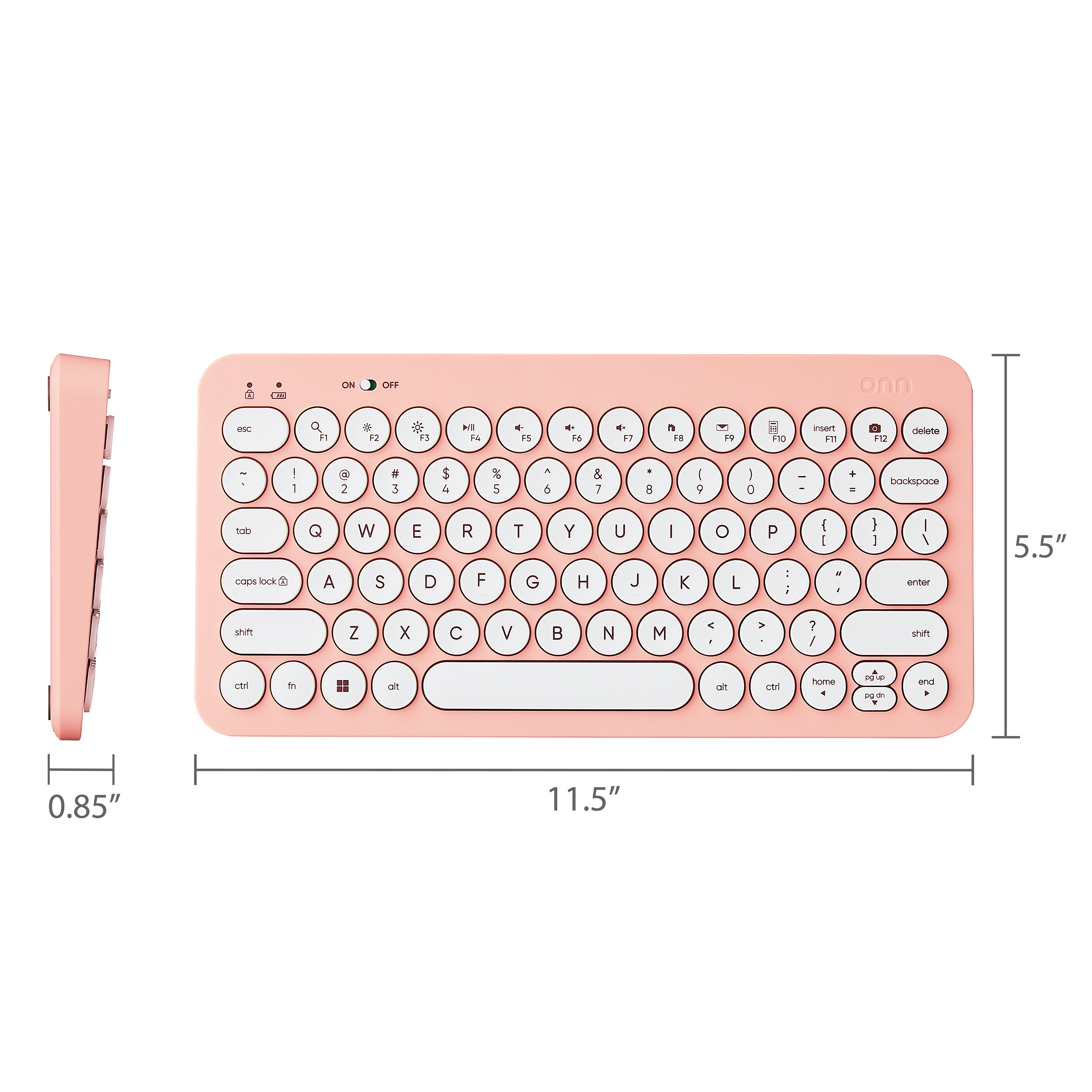 Teclado inalámbrico mini onn para oficina con receptor USB, rosa perlado 8