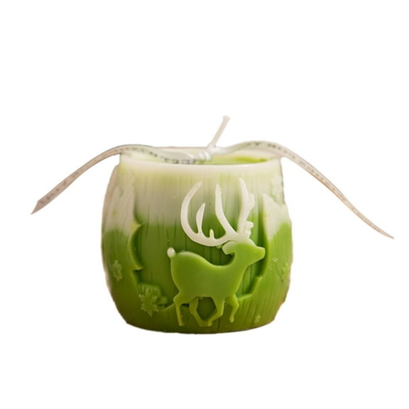 Luoshdecor Christmas Spiral Wave Pillar Candle,Winter Elk Embossed Decorative Candle for Home Table Window Decoration 2.5 in