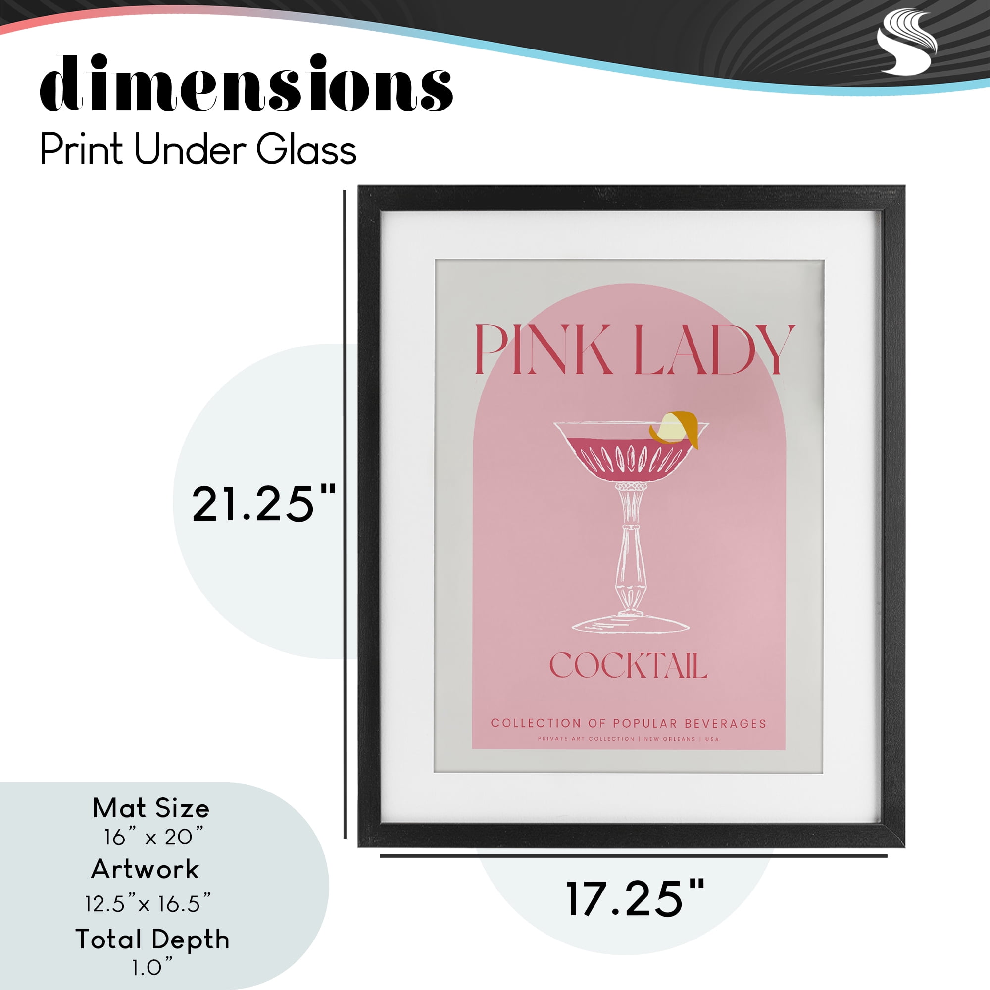 Stylish Retro Pink Lady Black Framed Print Under Glass, design by Lil' Rue
