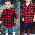 thumbnail image 4 of Tiny Cutey Toddler Baby Boy Christmas Red Long Sleeve Button Down Plaid Flannel Shirt,12-18 Months, 4 of 7