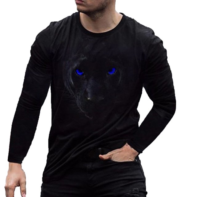 Chandail à Manches Longues pour Hommes Mode Décontractée Col Rond Chandail à Enfiler Imprimé T-Shirt à Manches Longues Blouse