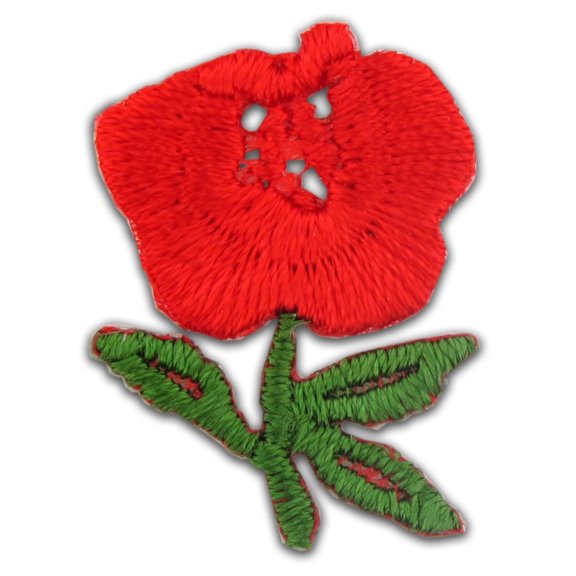 PinMart Red Rose Embroidery Applique Sticker - 5 PACK