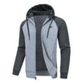 thumbnail image 2 of Pdbokew Hoodies for Men Heavyweight Fleece Sweatshirt - Full Zip Up Fleece Jacket Lightgrey/Grey 2XL, 2 of 7