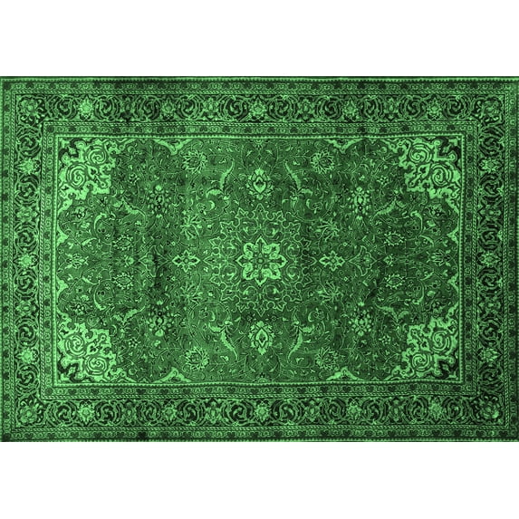 Ahgly Company Indoor Rectangle Persian Emerald Green Traditional Area Rugs, 2' x 4'