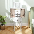 thumbnail image 4 of Gymax Mirrored Armoire Jewelry Cabinet Free Standing Organizer Storage Box Chest White, 4 of 9