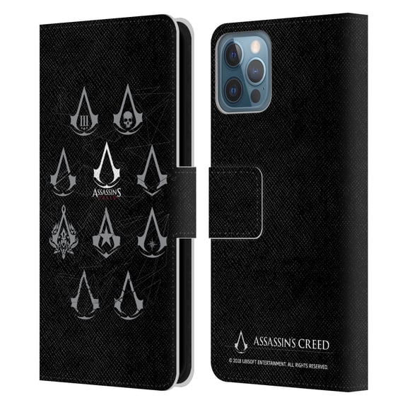 Head Case Designs Officially Licensed Assassin's Creed Legacy Logo Geometric Crest Leather Book Wallet Case Cover Compatible with Apple iPhone 12 / iPhone 12 Pro