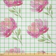 thumbnail image 2 of Ambesonne Flower Fabric by the Yard Microfiber, Pink Peony Garden, 1 Yard, Pale Pink and Pale Green, 2 of 2