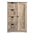 thumbnail image 6 of Ktaxon Wooden Bathroom Floor Cabinet, Side Storage Organizer with 4 Drawers, 1 Cupboard & 2-Shelves, Vintage Washed Gray, 6 of 25