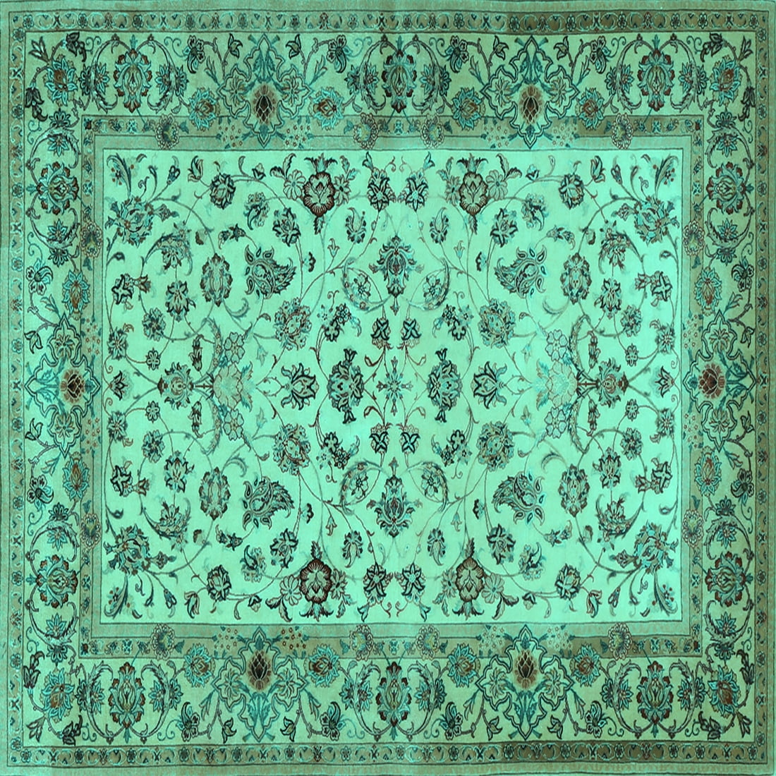 Ahgly Company Indoor Square Persian Turquoise Blue Traditional Area ...