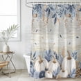 thumbnail image 4 of Fall White Pumpkin Bathroom Shower Curtains with 12 Hooks Waterproof Shower Curtain for Stalls and Bathtubs Autumn Thanksgiving Blue Leaves Farmhouse Decorative Bathroom Curtain 36x72 Inches, 4 of 9