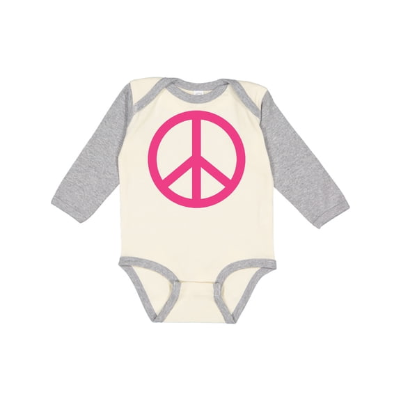 Inktastic Pink Peace Sign Girls Long Sleeve Baby Bodysuit