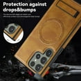 thumbnail image 7 of Dteck Magnetic Leather Case for Samsung Galaxy S24,Shockproof TPU Bumper Compatible with Mag-safe Adjustable Kickstand Back Protective Cover for Galaxy S24,Brown, 7 of 7