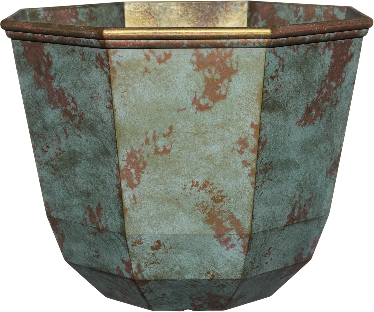Lightweight Indoor & Outdoor Plant Pots - UV-Resistant Resin Flower Pots - Planters for Flowers & Herbs (15” Weathered Copper)