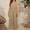 thumbnail image 2 of Socisucc Women Summer Fashion Button Sleeveless Casual Loose Solid Long Jumpsuit, 2 of 8
