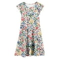 thumbnail image 4 of shoper Toddler Girl Dresses 5t Ruffled Sleeve Floral Print Crew Neck Tiered Flowy Casual Dresses Wedding Guest Dress Multicolour 160, 4 of 6