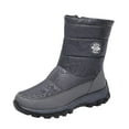thumbnail image 2 of Womens Winter Mid Calf Snow Boots Fashion Warm Round Toe Short Boots Flat Sole Fleece Lined Boots For Cold Weather Comfort Snow Boots For Women, 2 of 6