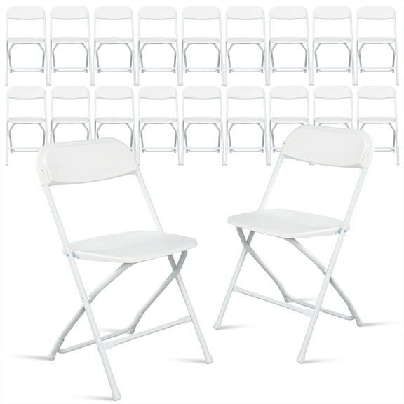 Zimtown Set of 20 Folding Chairs Stackable Wedding Party Event Chair With Plastic Seat and Back, White