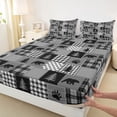 thumbnail image 4 of Erosebridal Boys Jungle Animal Black Bears Bed Sheets 4pcs,Geometric Plaid King Sheets For Teens, 4 of 5