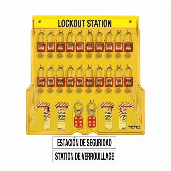 Master Lock Lockout Station,Filled,Ylw,Keyed Diff 1484BP410ES