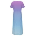 thumbnail image 3 of knqrhpse Robe d'Été, Robes Décontractées pour Femmes Maxi Col Rond Décontracté Vintage Court Quotidien Bohème Imprimé Manches Robe de Plage pour Femmes Robes pour Femmes Violet m, 3 of 4