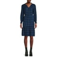 thumbnail image 3 of Blu White Blu Women's Smocked Shoulder Plaid Dress, 3 of 5