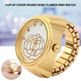 thumbnail image 3 of Bague pour Femmes Motif Fleur de Rose Montre Quartz Style Décontracté Cadran Rond Alliage, 3 of 7