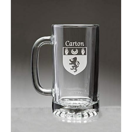 

Carton Irish Coat of Arms Glass Beer Mug (Sand Etched)