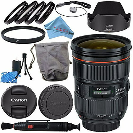 Canon EF 24-70mm f/2.8L II USM Lens 5175B002 + 82mm Macro Close Up Kit + 82mm UV Filter + Lens Cleaning Kit + Fibercloth