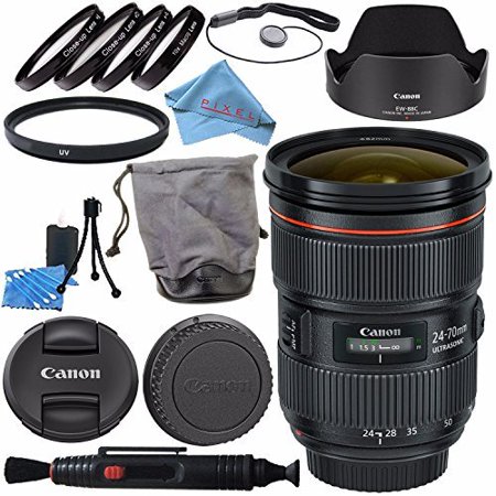 Canon EF 24-70mm f/2.8L II USM Lens 5175B002 + 82mm Macro Close Up Kit + 82mm UV Filter + Lens Cleaning Kit + Fibercloth (Best Macro Lens For Canon)