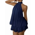 thumbnail image 3 of Women'S Halter Backless Bodycon Mini Dress Fashion Casual Summer Party Dress Dark Blue S, 3 of 10