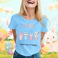 thumbnail image 2 of Aihuaihua Easter Shirts for Women Christian Shirts Rabbit Easter for Jesus Shirt Easter Gift Graphic Casual Tee Tops Sky Blue L, 2 of 5