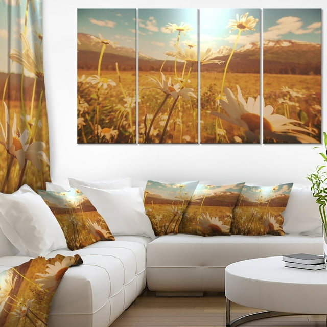 Camomilles en Fleurs dans la Prairie - Grande Toile Murale