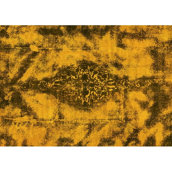 Ahgly Company Indoor Rectangle Abstract Yellow Modern Area Rugs, 8' x 10'