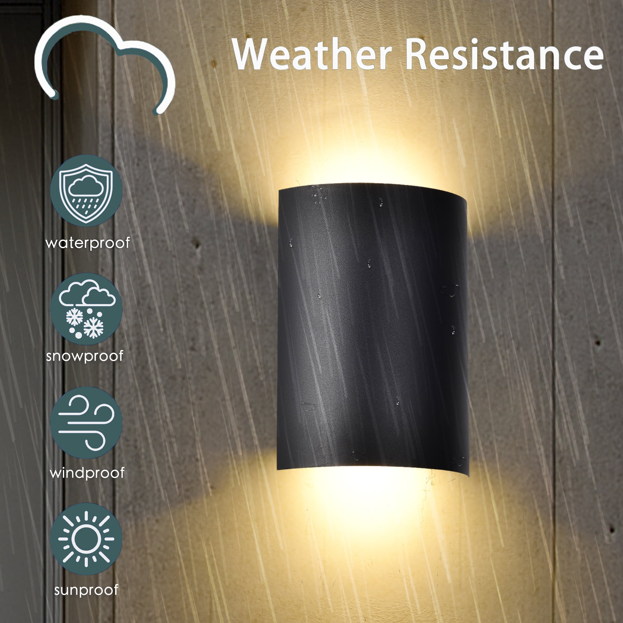 Modern Outdoor Wall Light Black LED Up & Down Sconce, 20W 3000K Waterproof Exterior Light for Porch Patio