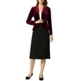 thumbnail image 2 of INSPIRE CHIC Women's Notched Lapel Long Sleeve Button Velvet Blazer XL Burgundy, 2 of 6