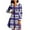 Purple, variant on Christmas Mid Length Plaid Winter Coat for Women Plush Cuffs Long Sleeve Crewneck Button Down Cardigan Jacket for Holiday Light Blue S
