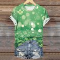 thumbnail image 1 of Meichang T-Shirts St Patrick's Day pour Femmes Imprimé Trèfle Col Rond Vert Manches Courtes T-Shirts Décontractés Joyeux St Patricks Day Tops, 1 of 5