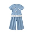 thumbnail image 6 of Back To School Outfits for Little Girls Girls Clothes 2PC Summer Outfits Bow Short Sleeve T-shirts and Elastic Waist Shorts Set Kids Clothes Girls 2-10Y, 6 of 6