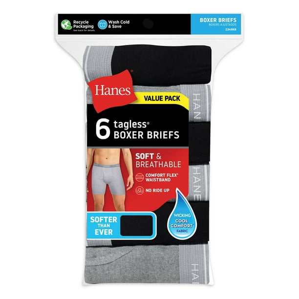 Hanes - Men's Tagless Boxer Briefs, 6 pack - Walmart.com - Walmart.com