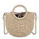 thumbnail image 2 of 2X Paja Bolso Tejido Hecho una Mano de Ratán Tejido Retro Vintage Cuerda de Paja de Punto Mujeres Crossbody Bolso con Anillo Fresco Verano Bolsa de Playa Beige, 2 of 6