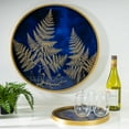 thumbnail image 2 of Gerson Set of Two Assorted Blue and Gold Glass Trays with Fern Accents, 2 of 2