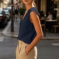 thumbnail image 3 of Aezemi Women Sleeveless Linen Cotton Tanks, Round Neck Lightweight Tank Shirt, Summer Fashion Comfy Tank Tops, 3 of 9