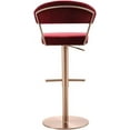 thumbnail image 5 of Whiteline Modern Living Nova Barstool, Red Velvet Seat, Adjustable Height, Rose Gold Stainless Steel Base, 5 of 8