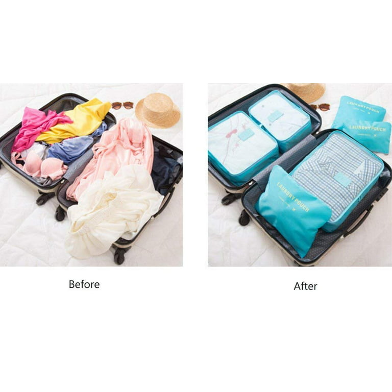 Viiwii Compression Packing Cubes for Luggage 8pcs Kids Travel Foldable Lightweight Suitcase Organizer Storage Bag, Size: Large, Black